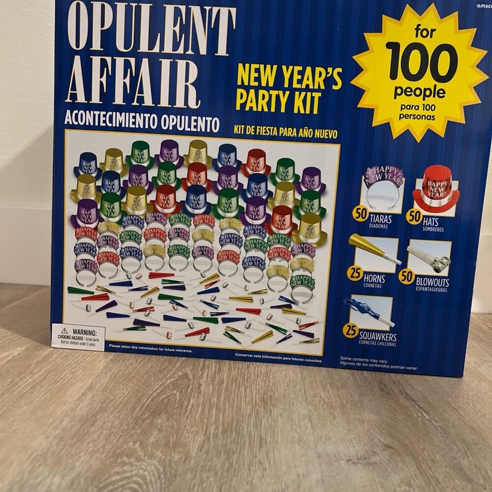 NIB Amscan Opulent Affair New Year's Party Kit for 100 People - Multicolor